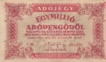 1946. 1.000.000AP fordított címer (5x) T:II,III,III-