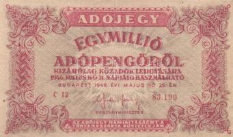 1946. 1.000.000AP fordított címer (5x) T:II,III,III-