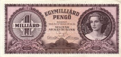 1946. 1.000.000.000P (2x) nagyon eltérő színárnyalatok T:II,II-