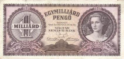 1946. 1.000.000.000P (2x) nagyon eltérő színárnyalatok T:II,II-