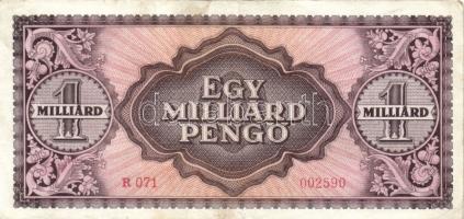 1946. 1.000.000.000P (2x) nagyon eltérő színárnyalatok T:II,II-