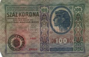 1912. 100K (2x) szerb és román felülbélyegzéssel T:IV,III