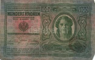 1912. 100K (2x) szerb és román felülbélyegzéssel T:IV,III