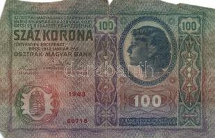 1912. 100K (2x) szerb és román felülbélyegzéssel T:IV,III