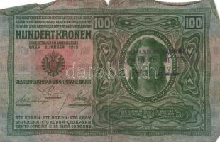 1912. 100K (2x) szerb és román felülbélyegzéssel T:IV,III