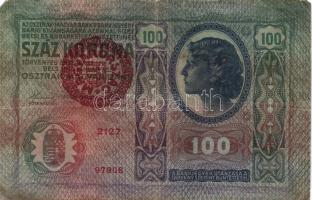 1912. 100K mindkét oldal német és piros vízszintes "Deutschösterreich" felülnyomással + 19...