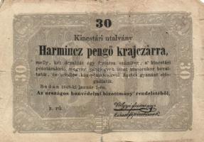 1848. 5Ft "Kossuth bankó" piros +  1849. 30Kr "Kincstári utalvány" T:III-