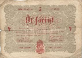 1848. 5Ft "Kossuth bankó" piros +  1849. 30Kr "Kincstári utalvány" T:III-