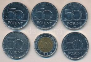 2002. 100Ft "Kossuth" + 2004-2007. 50Ft 5db klf emlékverete T:2