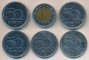 2002. 100Ft "Kossuth" + 2004-2007. 50Ft 5db klf emlékverete T:2