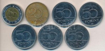 2002. 100Ft "Kossuth" + 2003. 20Ft "Deák" + 2004-2007. 50Ft 5db klf emlékverete T:2