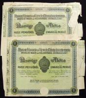 Győr 1938. Magyar Waggon és Gépgyár Részvénytársaság 20P-ről szóló részvénye (2x)egyugrású sorszámmal