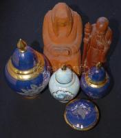 Kézzel festett porcelán edényke fedővel, lia arany díszítéssel Szeged Gabonakutató 1998 felirattal +...