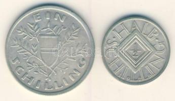 Ausztria 1925. 1/2Sch Ag + 1Sch Ag T:2-	 Austria 1925. 1/2 Schilling Ag + 1 Schilling C:VF
