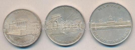 1956. 10Ft + 20Ft + 25Ft Ag "10 éves a Forint" sor T:2+