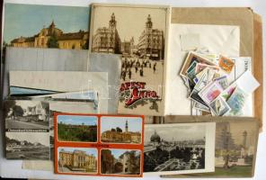 Vegyes nyomtatványok: hirdetési lapok, kártyanaptár, fejléces levelezőlapok, stb. összesen 12db 30db képeslap, 1920 körüli tervrajz, Budapest Anno 10db fotóreprint, stb.