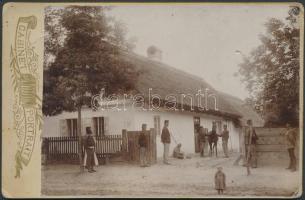 1898 Tápiósűly parasztházba beszállásolt katonák keményhátú fotó / Soldiers in private house photo 17x10 cm