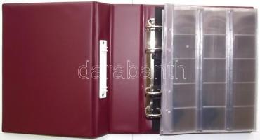 Féláron! Lindner Multi Collect gyűrűs album, bordó színben, 20db albumlappal, összesen 672 férőhelly...