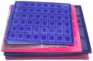 10db különböző méretű használt éremtartó tálca, különféle méretű érmékhez