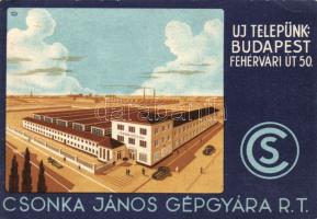 Budapest XI. Csonka János gépgyára, reklám (EB)