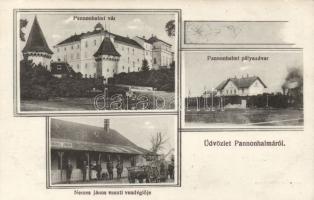 Pannonhalma Nemes János vasúti vendéglőjével, vasútállomással, Divald