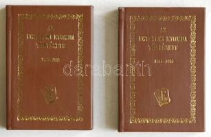1977 Az Egyetemi Nyomda története I.-II. kötet (1577-1945, 1945-1977) minikönyv, Egyetemi Nyomda Bp., kiadói aranyozott műbőr kötésben