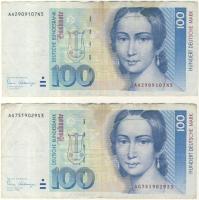 Németország 1989-1991 100DM (4x) T:3 / Germany 1989-1991 100DM (4x) C: VG