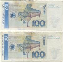 Németország 1989-1991 100DM (4x) T:3 / Germany 1989-1991 100DM (4x) C: VG