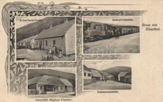 Tiszafa (Eibenthal) with the shop of Marton Fischer and industrial railway