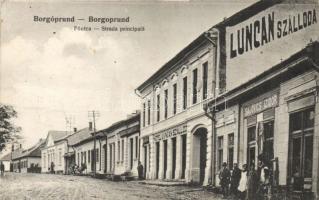 Borgóprund main street, Hotel Luncan and the shop of Izidor Sajovics