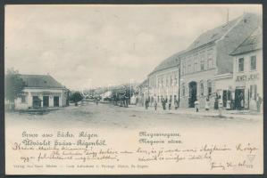 Szászrégen Magazin street, the shop of Jenő Jeney (small tear)