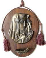 Szűz Máriát ábrázoló réz dombormű fa lapon 20x27cm