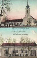 Újszivác Calvinist church and the shop of Fülöp Vollweiter