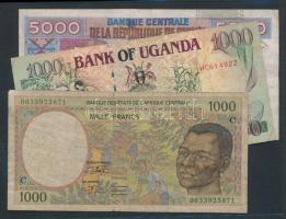 Közép Afrikai Államok / Kongó 2002. 1000Fr T:III + Uganda 2005. 1000Sh T:III + Guinea 1998. 5000Fr T...