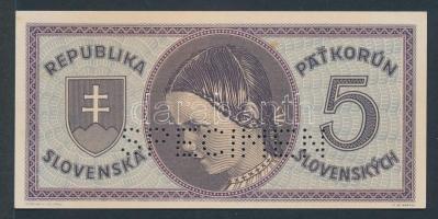 Szlovákia 1945. 5K "SPECIMEN" lyukasztással T:I
Slovakia 1945. 5 Korun "SPECIMEN&quot...