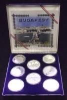 Komplett 8db-os Ag "Budapest" emlékérme sorozat eredeti bársony dísztokban, tanúsítvánnyal! Br.: 248.8g/0.999! T:PP Csak 1000db!