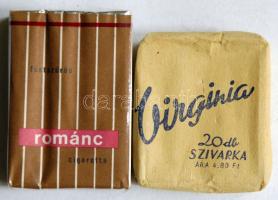 cca 1970 Bontatlan csomag Virginia szivarka és Románc cigaretta