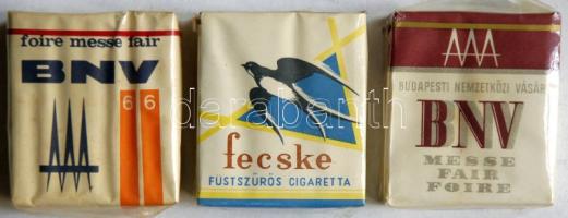cca 1970 3db bontatlan csomag régi cigaretta: Fecske, BNV 1965, BNV 1966