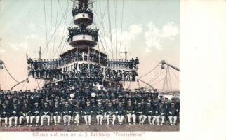 Officers and men on US battleship Pennsylvania