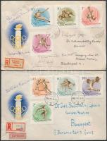 1956 Olimpia Melbourne 2 FDC Gyarmati Dezső, Kárpáti György, Bolvári Antal, Kertész Aliz, Köteles Erzsébet, Mohácsi Ferenc  olimpiai bajnokok saját kezű aláírásaival