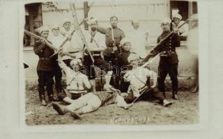 Bulgarian soldiers acting out, photo