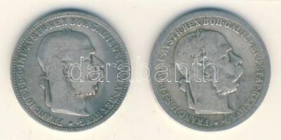 Ausztria 1893-94. 1K Ag (2x) T:3
Austria 1896-94. 1 Corona (2x) Ag C:F