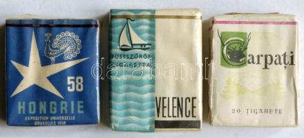 cca 1970  3db Bontatlan csomag régi cigaretta: Hongire 1958, Velence, Carpati