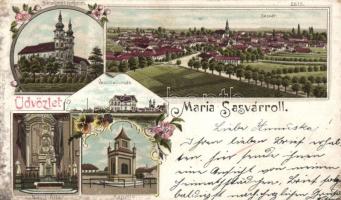 Mária-Sasvár with railway station litho