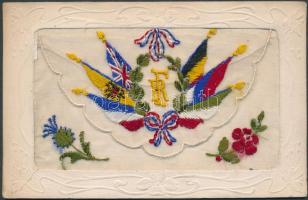 WW. I. Antante military propaganda Embroidered embossed pc.