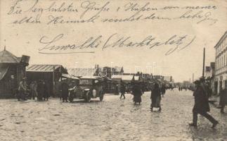 Suwalki market place, German occupation, soldiers encountering Polish-Jewish inhabitants