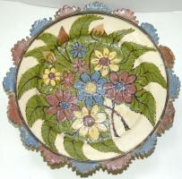 1949 Kézzel festett kerámia falitányér 26cm