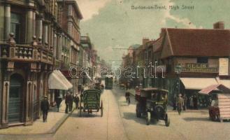 Burton upon Trent High street, steam automobile and streetcar