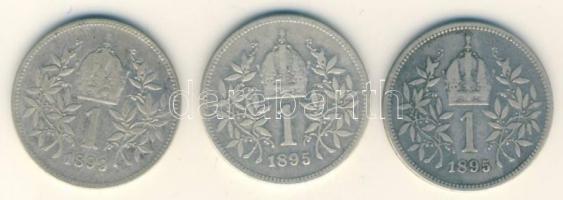 Ausztria 1895. 1K Ag (2x) + 1899. 1K Ag T:3 Austria 1895. 1 Corona Ag (2x) + 1899. 1 Corona Ag C:F