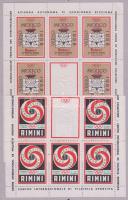 1968 Olimpiai bélyegkiállítás Rimini, Riccione levélzáró ív és ívdarab